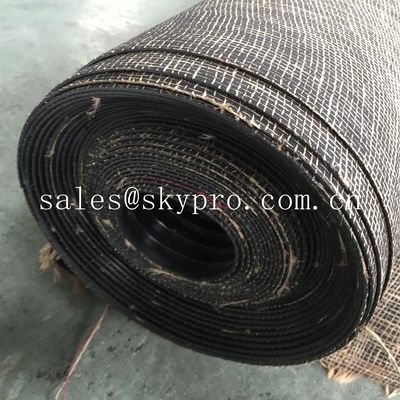 Durable wide ribbed rubber safety mats with nylon mesh fabric reinforced on bottom